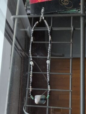 Moss Agate Pendant Mixed Natural Stone Necklace